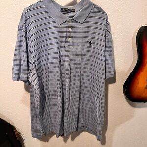 Polo by Ralph Lauren Men's Light Blue Striped Polo